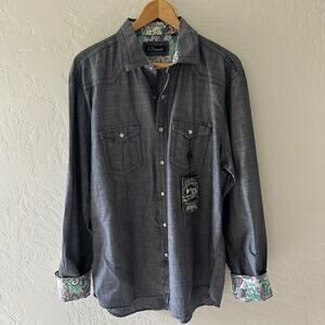 7DIAMONDS Mens Lethal Industry Flip Cuff Snap Button Western Shirt NEW $105 XXL